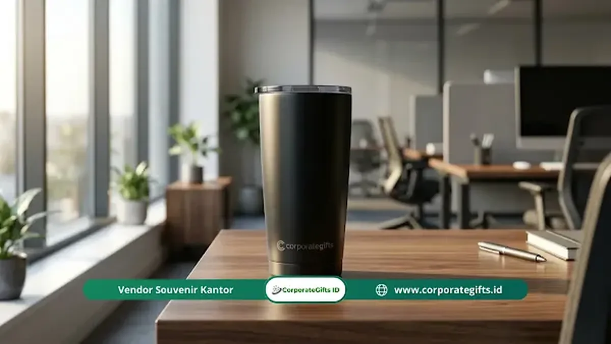 Tumbler Stainless Custom Souvenir Halalbihalal Kantor - CorporateGifts.ID
